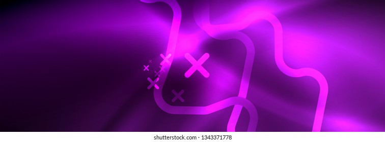 Leuchtende abstrakte Neon-Linien, techno-futuristische Vorlage, Vektorgrafik