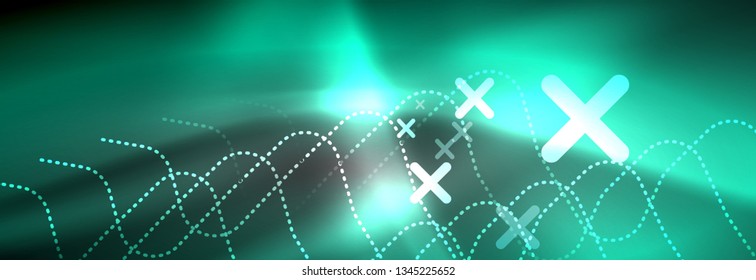 Glowing neon abstract lines, techno futuristic template, vector illustration