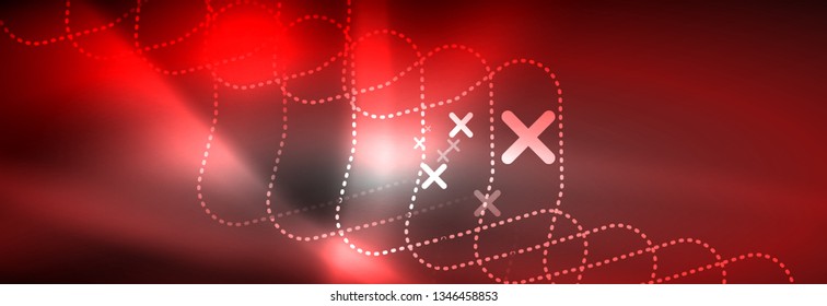 Glowing neon abstract lines, techno futuristic template, vector illustration