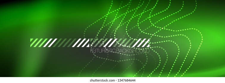 Glowing neon abstract lines, techno futuristic template, vector illustration