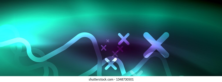 Leuchtende abstrakte Neon-Linien, techno-futuristische Vorlage, Vektorgrafik