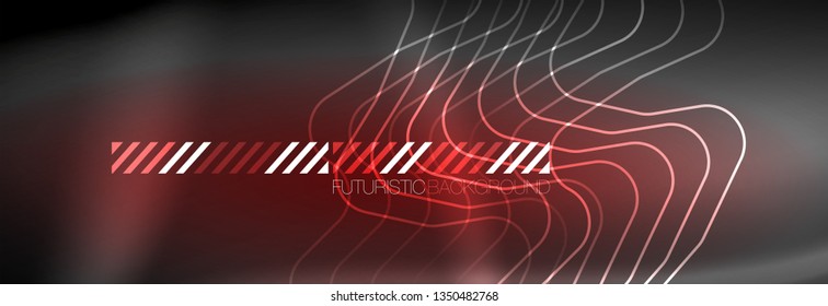 Líneas abstractas de neón brillante, plantilla tecno futurista, ilustración vectorial