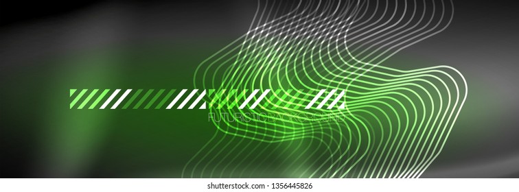Líneas abstractas de neón brillante, plantilla tecno futurista, ilustración vectorial