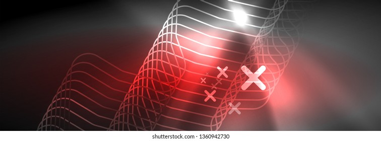 Leuchtende abstrakte Neon-Linien, techno-futuristische Vorlage, Vektorgrafik
