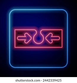 Glowing neon Acne icon isolated on blue background. Inflamed pimple on the skin. The sebum in the clogged pore promotes the growth of a bacteria.  Vector