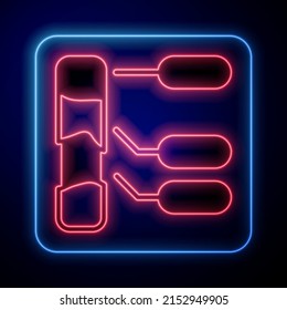 Glowing neon Agricultural soil test and results icon isolated on black background. Digital soil analysis.  Vector