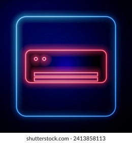 Glowing neon Air conditioner icon isolated on black background. Split system air conditioning. Cool and cold climate control system.  Vector