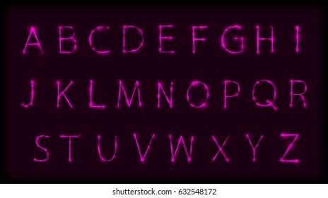 Glowing Neon Alphabet. Vector Illustration