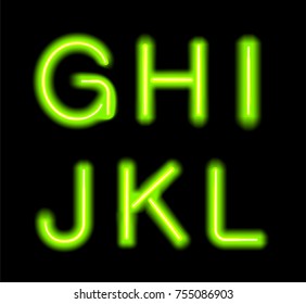 Glowing Neon Alphabet. Vector illustration clip art