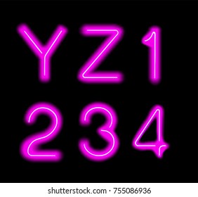 Glowing Neon Alphabet. Vector illustration clip art