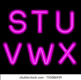 Glowing Neon Alphabet. Vector illustration clip art