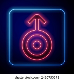 Glowing neon Ancient astrological symbol of Uranus icon isolated on black background. Astrology planet. Zodiac and astrology sign.  Vector