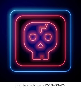 Glowing neon Archeology icon isolated on black background.  Vector