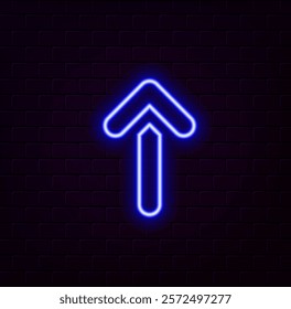 Glowing neon arrow pointer isolated. Realistic glowing neon arrow. Social Media Button.