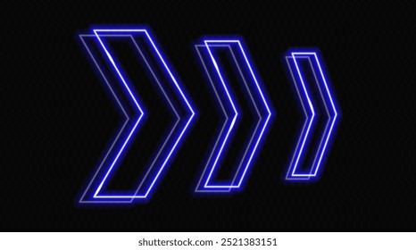 Glowing neon arrows in blue on a transparent background, pointing in opposite directions. Futuristic, abstract design with a modern, minimalistic look, ideal for technology and motion concepts.