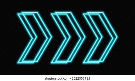 Glowing neon arrows in blue on a transparent background, pointing in opposite directions. Futuristic, abstract design with a modern, minimalistic look, ideal for technology and motion concepts.