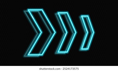 Glowing neon arrows in blue on a transparent background, pointing in opposite directions. Futuristic, abstract design with a modern, minimalistic look, ideal for technology and motion concepts.