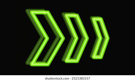 Glowing neon arrows in green on a transparent background, pointing in opposite directions. Futuristic, abstract design with a modern, minimalistic look, ideal for technology