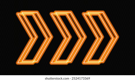 Glowing neon arrows in orange on a transparent background, pointing in opposite directions. Futuristic, abstract design with a modern, minimalistic look, ideal for technology
