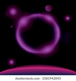 Glowing neon background. Abstract electric background. Neon sign circle. Glowing electric circle.