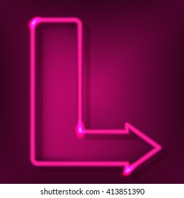Glowing neon background. Retro neon lamp with Space for text. arrows on a dark background. 