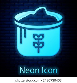 Icono de la bolsa de la harina aislado en el fondo de la pared de ladrillo.  Vector