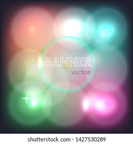 Glowing neon banner for design. Vector Background