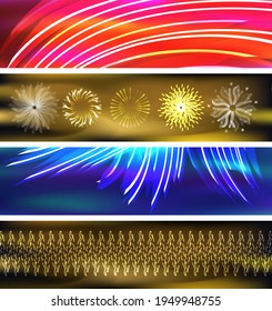 conjunto de fondo vectorial de bandera de neón brillante