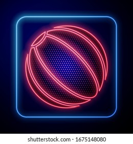 Glowing neon Beach ball icon isolated on blue background.  Vector Illustration