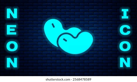 Glowing neon Beans icon isolated on brick wall background.  Vector