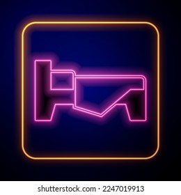 Glowing neon Bed icon isolated on black background.  Vector