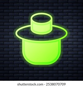 Glowing neon Beekeeper with protect hat icon isolated on brick wall background. Special protective uniform.  Vector