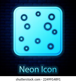 Glowing neon Beer bubbles icon isolated on brick wall background.  Vector