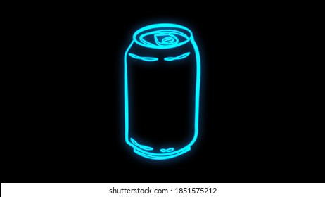 Glowing neon beer can icon. Led luminous sign for signboard or night bar. Vector isolated illustration.