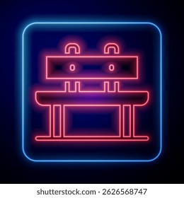 Ícone luminoso neon Bench isolado no fundo preto.  Vetor