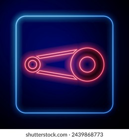 Glowing neon Bicycle chain with cogwheels icon isolated on black background. Bike chain sprocket transmission.  Vector