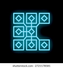Red de blockchain azul neón brillante que representa la criptomoneda y las finanzas descentralizadas