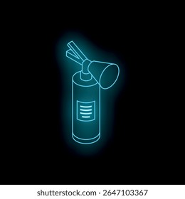 Glowing neon blue fire extinguisher on dark background, representing safety and emergency preparedness