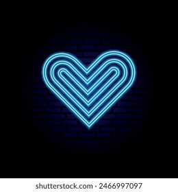 glowing neon blue heart for design and decoration on brick wall vector illustration