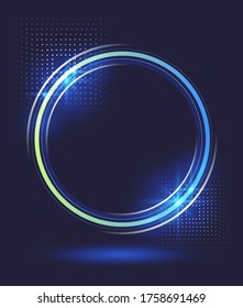 círculo vectorial verde azul brillante en un fondo oscuro