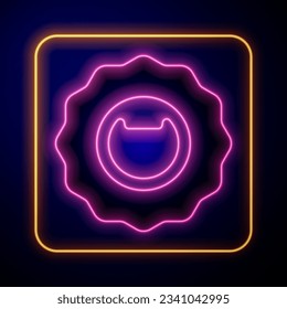 Glowing neon Bottle opener icon isolated on black background.  Vector