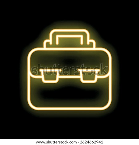 Glowing neon briefcase icon illuminating the dark