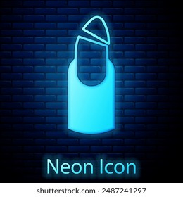 Glowing neon Broken nail icon isolated on brick wall background. Cracked fingernail.  Vector