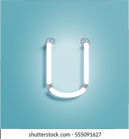 Glowing neon character from a typeface, vector