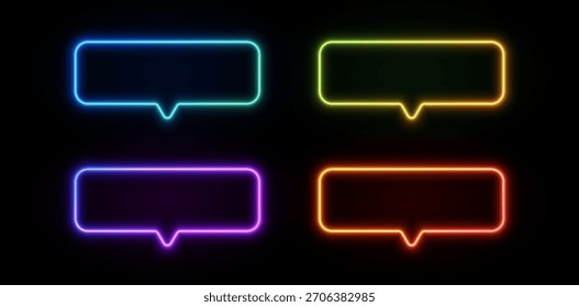 Burbuja de chat de neón brillante con borde de luz eléctrica. Icono de globo de voz vibrante ideal para interfaces de mensajería, diseños de conversación o gráficos de comunicación modernos.