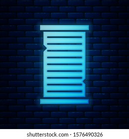 Glowing neon Christmas wish list template icon isolated on brick wall background.  Vector Illustration