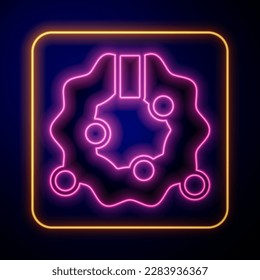 Glowing neon Christmas wreath icon isolated on black background. Merry Christmas and Happy New Year.  Vector