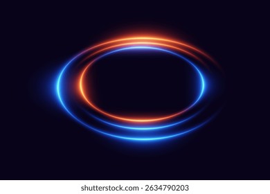 Glowing neon circle with blue and red gradient light effect.