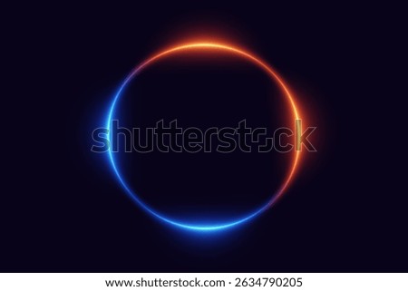 Glowing neon circle with blue and red gradient light effect.