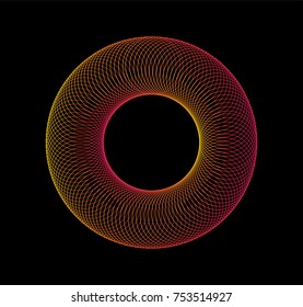 Glowing neon circle in the dark.
